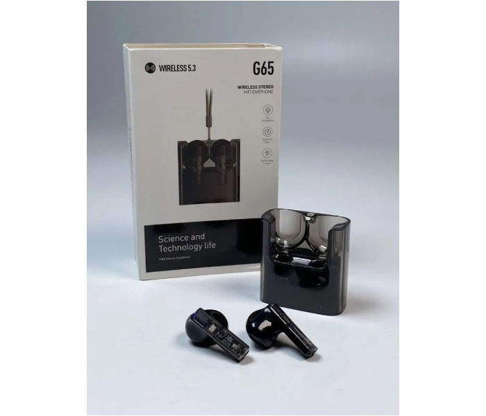 G65 Wireless TWS Stereo HiFi Crystal Transparent Bluetooth Earphone - Black  - Zoom Image 3