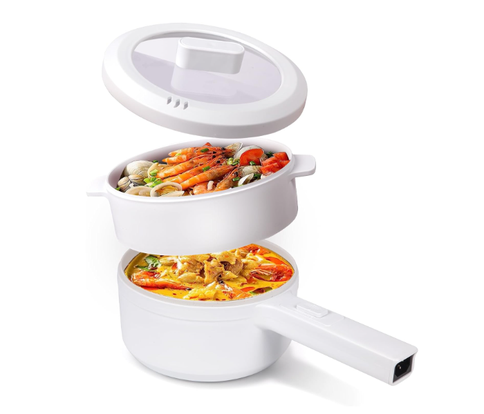 Portable Electric Hot Pot Cooker Steamer, Multifunctional Non-stick Pan, Suitable For Ramen, Steak, Egg, Rice, Oatmeal, Soup  - Zoom Image 1