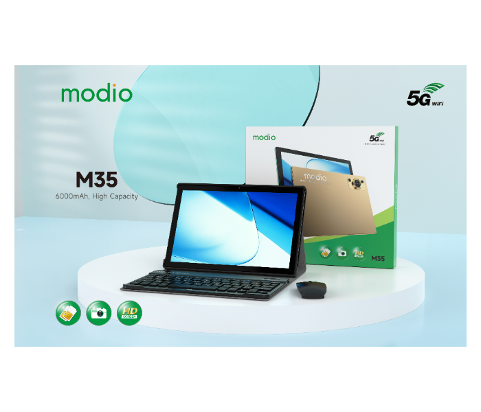 Modio M35 Inch HD Screen 8GB RAM 512GB ROM 5G Tablet PC With Keyboard MOUSE And Back Cover - Gold - Zoom Image 2