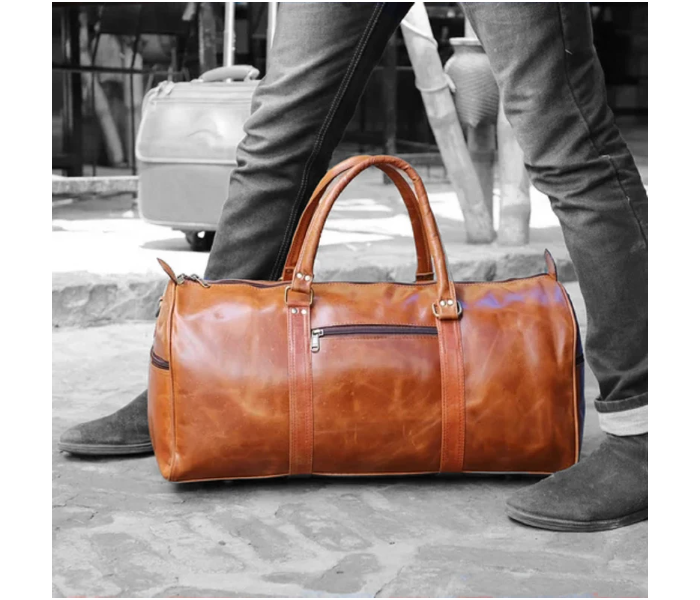 Leather Duffle Bag Brown Leather Travel Bag For Unisex Cabin Size Cross Body Leather Bag - Zoom Image 4