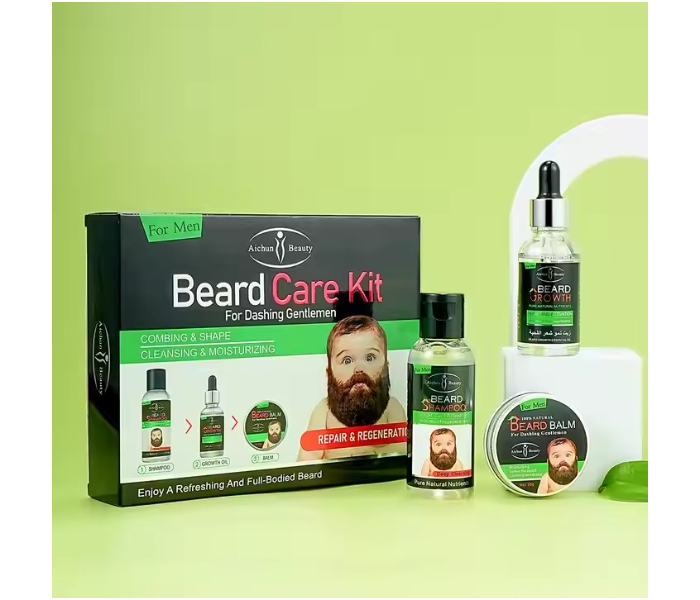 Aichun Beauty Mens 3 in 1 Beard Growth Kit With Shampoo,Growth Oil and Balm For Repair And Regeneration - Zoom Image 6