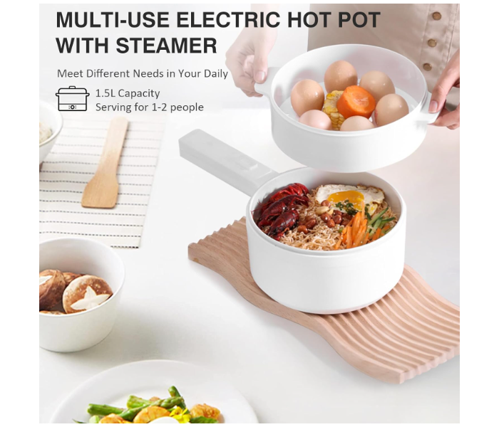 Portable Electric Hot Pot Cooker Steamer, Multifunctional Non-stick Pan, Suitable For Ramen, Steak, Egg, Rice, Oatmeal, Soup  - Zoom Image 2