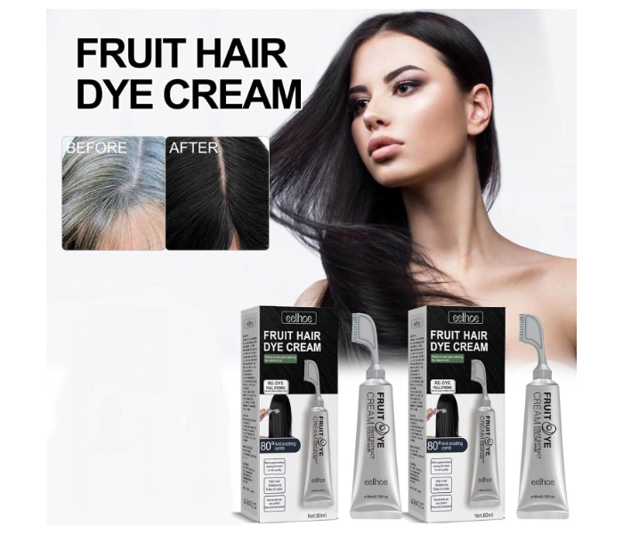 Black Fruit Hair Dye Cream, Natural Plant Fruit Hair Dye Cream, Fruit Dye Cream With Comb, Hair Dye for Grey Hair Coverage, Fruit Essence Hair Dyeing Comb - Zoom Image 2