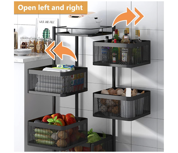 High Quality 5 Layer Kitchen Trolley With Wheels, Kitchen Organizer Items And Storage Solutions For Square Kitchen Organizer And Kitchen Accessories Item - Zoom Image 3