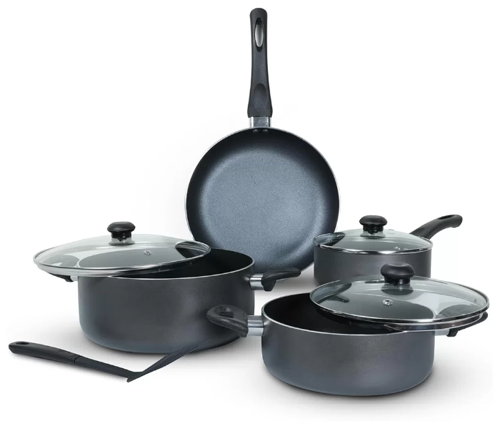 Delici NCS8G 8-Piece Nonstick Cookware Set - Granite Black - Zoom Image 1