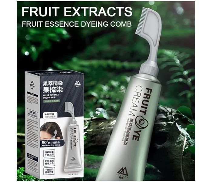 Black Fruit Hair Dye Cream, Natural Plant Fruit Hair Dye Cream, Fruit Dye Cream With Comb, Hair Dye for Grey Hair Coverage, Fruit Essence Hair Dyeing Comb - Zoom Image 4