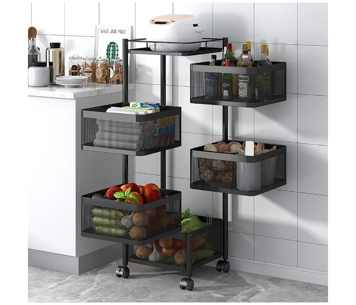 High Quality 5 Layer Kitchen Trolley With Wheels, Kitchen Organizer Items And Storage Solutions For Square Kitchen Organizer And Kitchen Accessories Item - Zoom Image 4