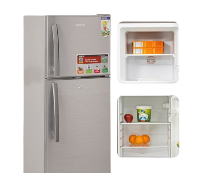 Geepas GRF2209SXE 200 Litre Defrost Double Door Refrigerator - Silver  - Zoom Image 3