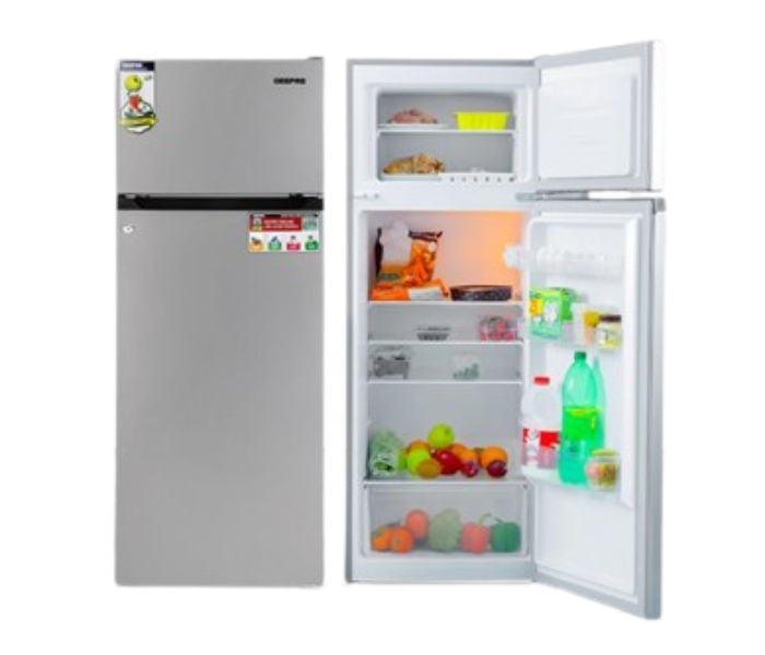 Geepas GRF2400SXE 240L Defrost Double Door Refrigerator, Grey - Zoom Image 2