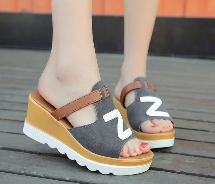 Women Loafers Non Slip Thick Bottom Fashion Wedge Sandals EU 36 - Grey - Zoom Image 5