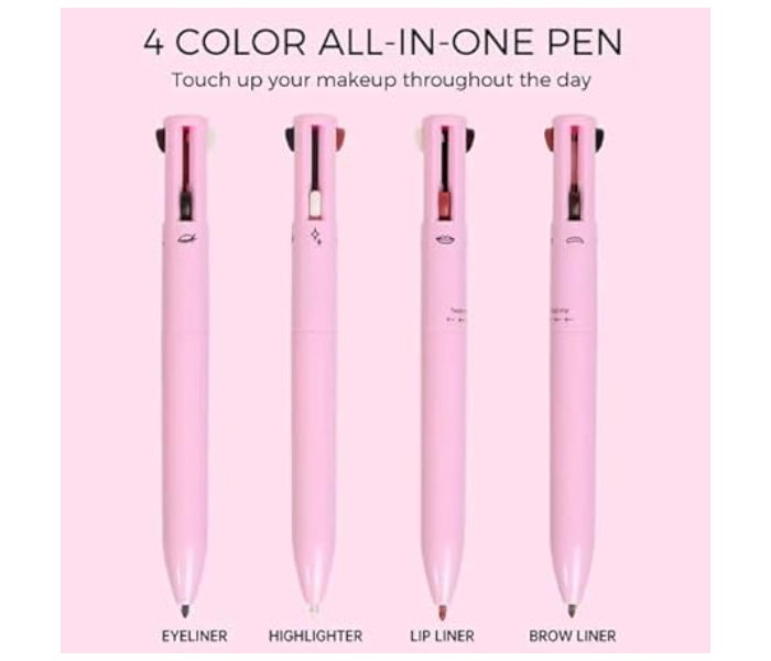 4 In 1 Waterproof Makeup Pen, Multipurpose With 4 Colors For Pencil Eyeliner,Highlighter,Lip Liner,Eyebrow ,Easy To Use & Travel Friendly,Cream Finish - Zoom Image 1