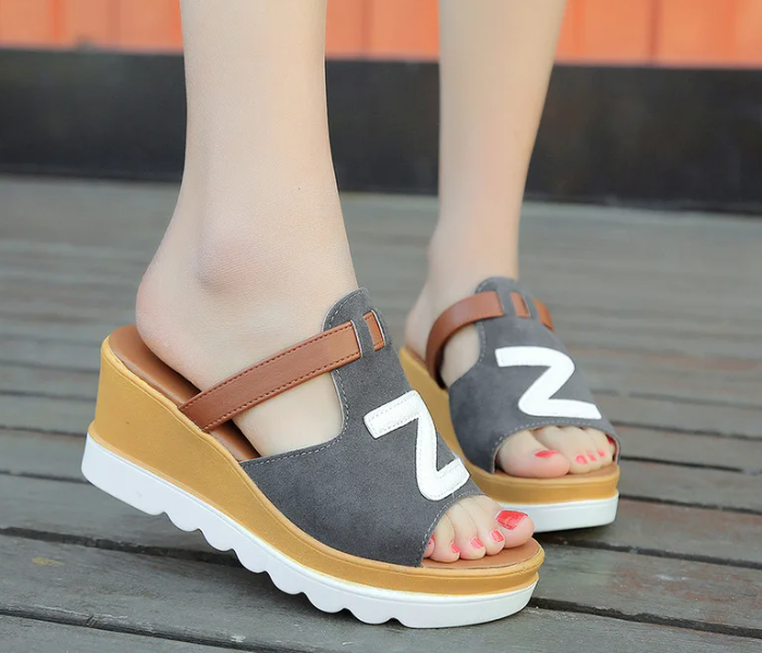 Women Loafers Non Slip Thick Bottom Fashion Wedge Sandals EU 37 - Grey - Zoom Image 5