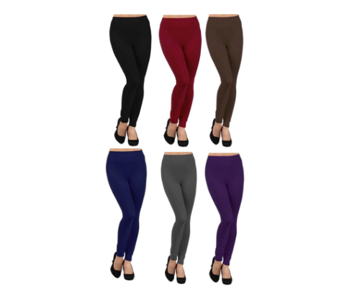 3232 Women High Waist Full Length Thick Warm Cotton Knitted Long Leggings - Zoom Image 3