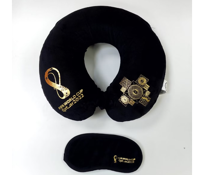 FWC Qatar 2022 Neck Pillow with sleeping mask (travel set) Black - Zoom Image