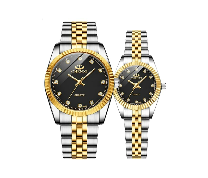 Rio Double Color Strap Couple Watch - Black  - Zoom Image