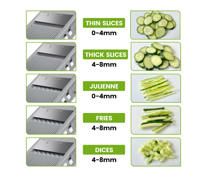  Vegetable Chopper Safe Mandoline Slicer for Kitchen Manual Veggie Julienne  Food Cutter for Potato Onion Garlic French Fry Meat with Container 3 Insertable Blades  - Zoom Image 3