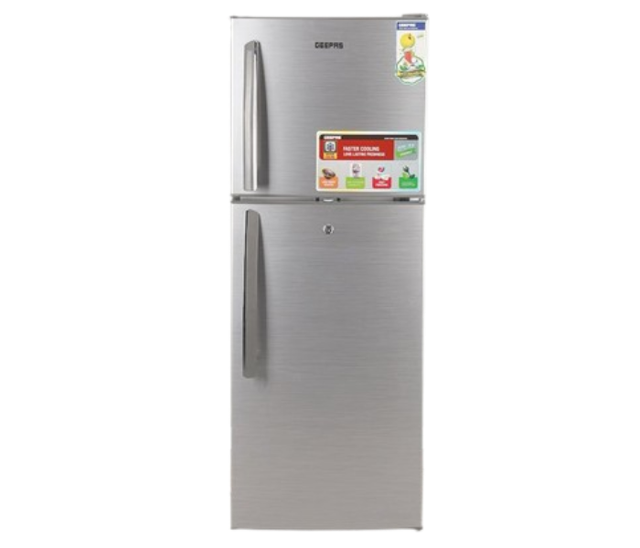 Geepas GRF2209SXE 200 Litre Defrost Double Door Refrigerator - Silver  - Zoom Image 1