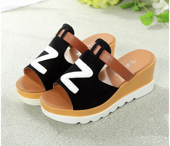 Women Loafers Non Slip Thick Bottom Fashion Wedge Sandals EU 36 - Black - Zoom Image 3