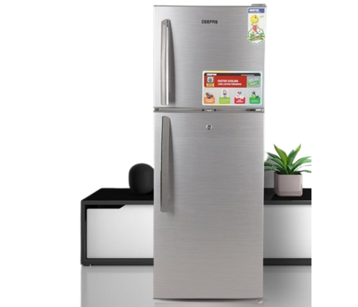 Geepas GRF2209SXE 200 Litre Defrost Double Door Refrigerator - Silver  - Zoom Image 4