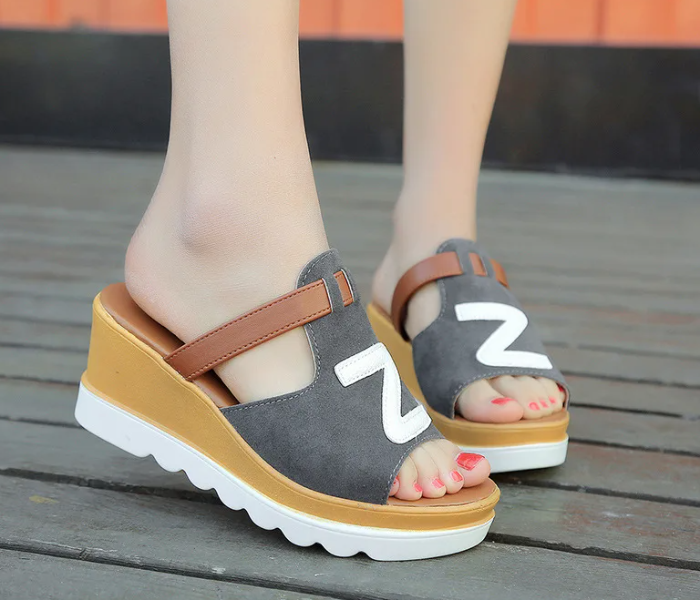 Women Loafers Non Slip Thick Bottom Fashion Wedge Sandals EU 38 - Grey - Zoom Image 5