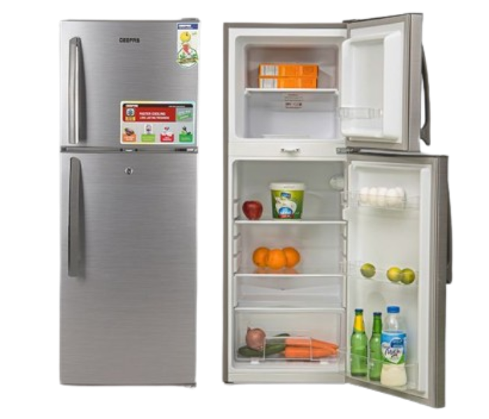 Geepas GRF2209SXE 200 Litre Defrost Double Door Refrigerator - Silver  - Zoom Image 2