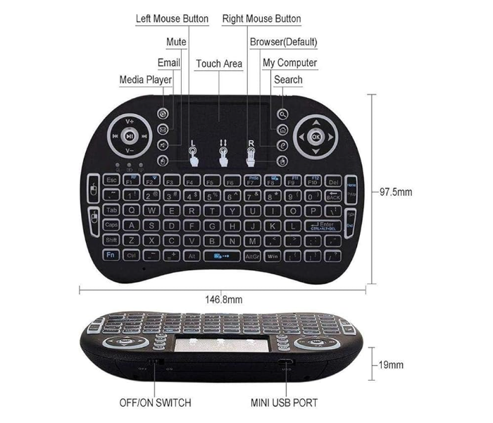 Wireless Mini Keyboard Remote Control Touchpad For Smart TV Android TV And laptop - Zoom Image 2