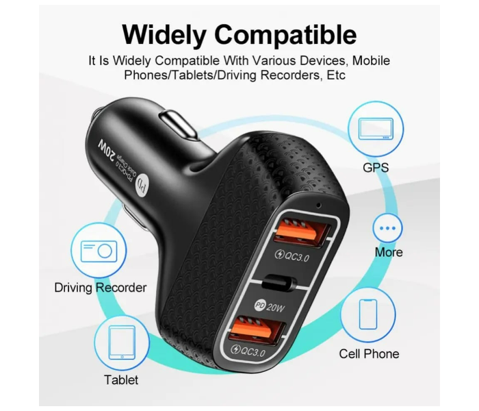 JOMXROOM 3-Port Fast Car Charger  - Zoom Image 2