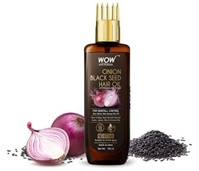 WOW Onion Hair Oil With Black Seed Oil Extracts Controls Hair Fall No Mineral Oil, Silicones & Synthetic Fragrance 200 ml - Zoom Image 2