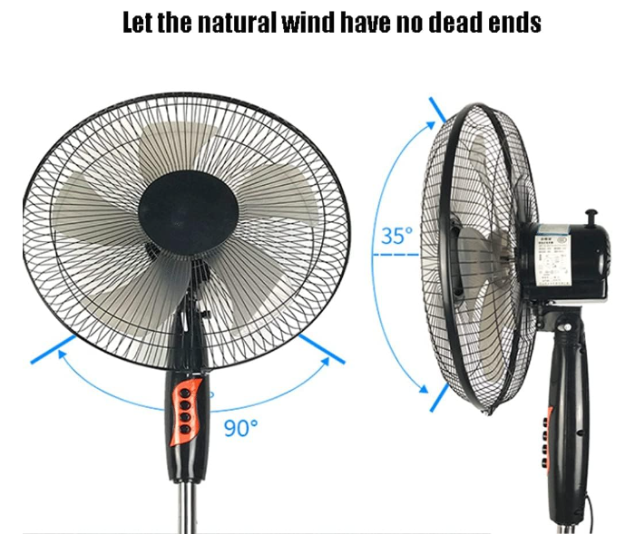 Generic Pedestal Fan 16" Pedestal Fan 3 Speeds and Modes and Adjustable Height Wide Oscillating Silence Stand Fan for Home and Office Black Stand Fan - Black - Zoom Image 6