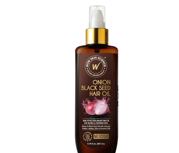 WOW Onion Hair Oil With Black Seed Oil Extracts Controls Hair Fall No Mineral Oil, Silicones & Synthetic Fragrance 200 ml - Zoom Image 3