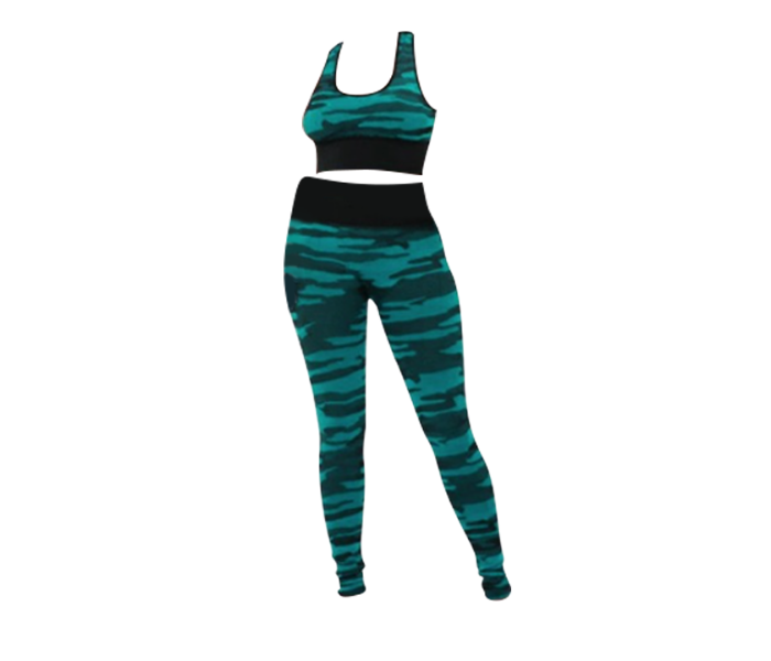 Galaxy Printed Bra And Legging for Women - Peacock Green - Zoom Image 2