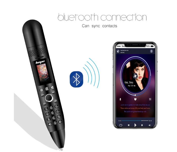Unlocked Mini Bluetooth Cell Phone with Tiny Screen Camera and Recorder HOPE AK007 Multifunction 6 in 1 MobilePhone Pen - Black in OMAN