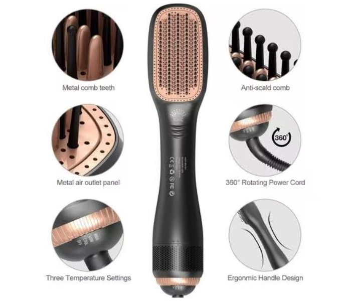 Joy Professional Styling Brush, 2 In 1 Professional Hair Dryer Brush Negative Ion Blow Dryer Straightening Brush Hot Air Styling Comb Electric Hair Straightener Styler - Zoom Image 1