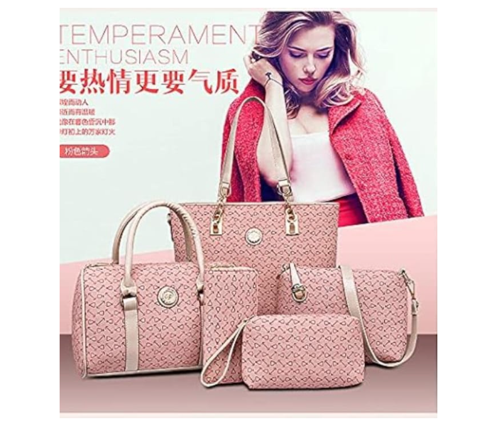 TT-Casual 5 Pieces Handbags Set for Women -Pink  - Zoom Image 4