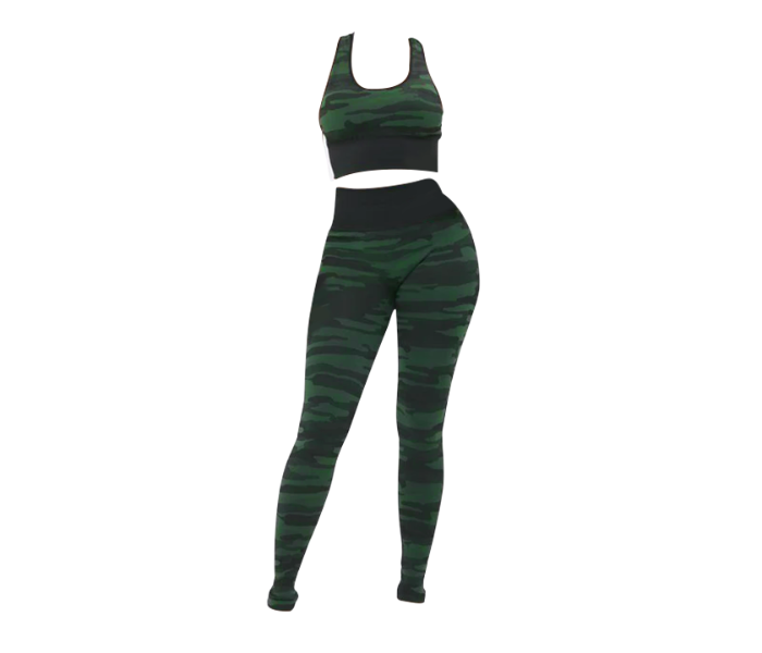 Galaxy Printed Bra And Legging for Women - Green - Zoom Image 2