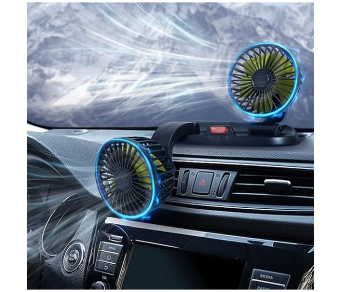  Automobile double fan 360 degree circular automobile cooling accessories swing fan ventilation plate USB in summer - Zoom Image 2