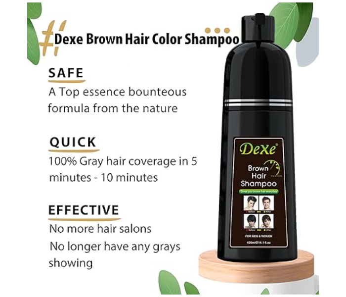 Dexe Natural Instant Hair Dye Shampoo For Men And Women 400 Ml With Fast Acting Natural Ingredients - Brown - Zoom Image 6