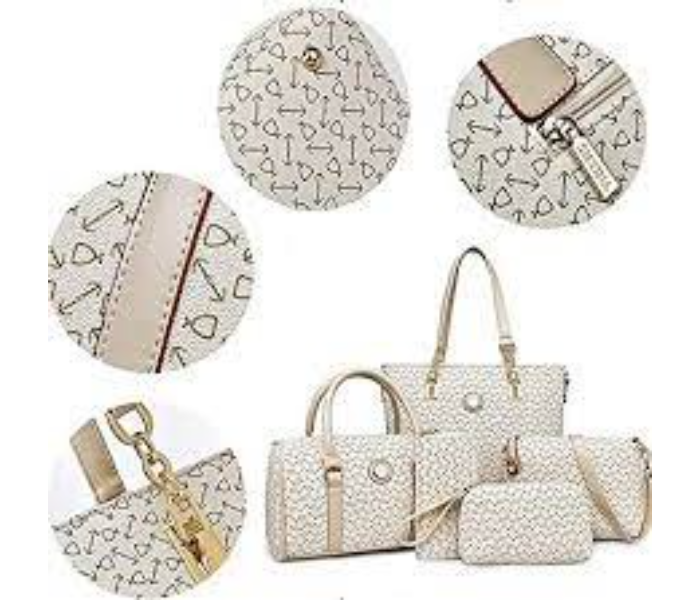 TT-Casual 5 Pieces Handbags Set for Women -white - Zoom Image 2