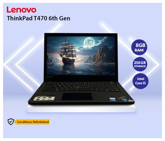 Lenovo ThinkPad T470 Renewed Business Laptop | intel core i5-6th Generation CPU | 8GB RAM | 256GB SSD | 14. inch Display | Windows 10 Professional - Zoom Image 4