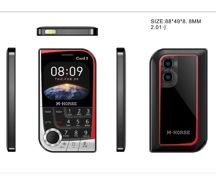 M-horse Unique design Card3 Inch Lcd 2.01 Dual Sim Card With Camera &MP3 AND,Mp4 Wirless FM in KSA