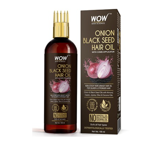 WOW Onion Hair Oil With Black Seed Oil Extracts Controls Hair Fall No Mineral Oil, Silicones & Synthetic Fragrance 200 ml - Zoom Image 4