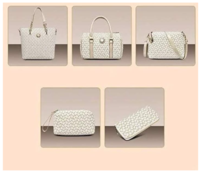 TT-Casual 5 Pieces Handbags Set for Women -white - Zoom Image 3