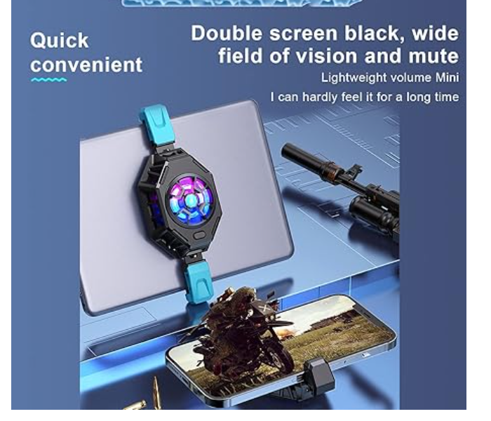 Semiconductor Cooler, Heat Sink with Colorful Lights and Back Clip, for Mobile Gaming, Live Streaming, Outdoor Vlog, Car Driving, for ipad/Tablet/Phone Gaming Cooling Case in KSA