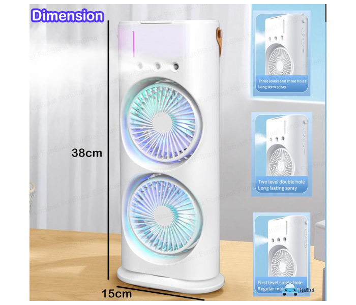 Jongo Portable Double Ended Spray Fan Oscillating Air Circulation Tower Fan with Mist Spray, Travel Cooler Fan, Water Misting Fan, USB Rechargeable Mini Desktop Table Cooling Fan for Office, Mist Fan  - Zoom Image 7