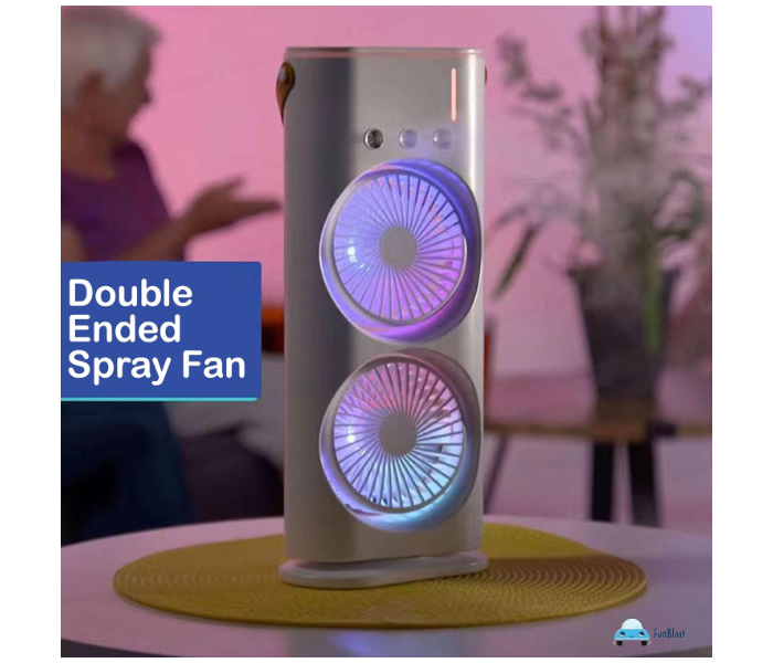 Jongo Portable Double Ended Spray Fan Oscillating Air Circulation Tower Fan with Mist Spray, Travel Cooler Fan, Water Misting Fan, USB Rechargeable Mini Desktop Table Cooling Fan for Office, Mist Fan  - Zoom Image 5