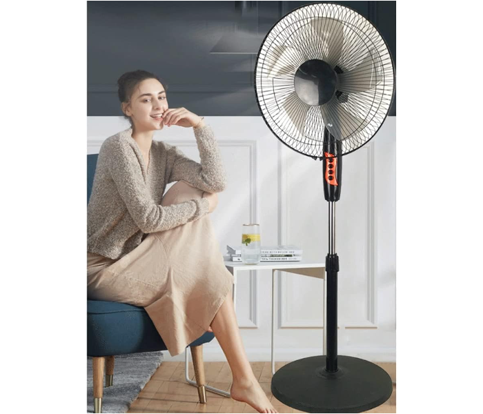 Generic Pedestal Fan 16" Pedestal Fan 3 Speeds and Modes and Adjustable Height Wide Oscillating Silence Stand Fan for Home and Office Black Stand Fan - Black - Zoom Image 2