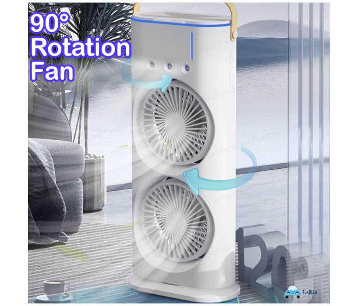 Jongo Portable Double Ended Spray Fan Oscillating Air Circulation Tower Fan with Mist Spray, Travel Cooler Fan, Water Misting Fan, USB Rechargeable Mini Desktop Table Cooling Fan for Office, Mist Fan  - Zoom Image 3