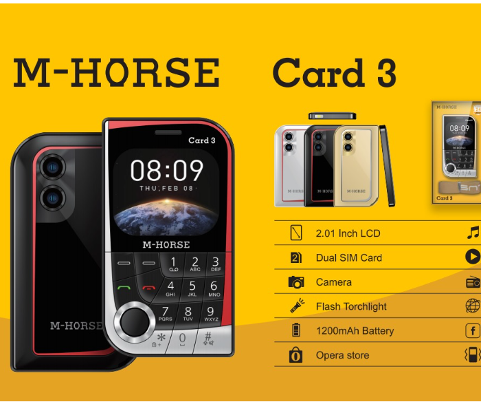 M-horse Unique design Card3 Inch Lcd 2.01 Dual Sim Card With Camera &MP3 AND,Mp4 Wirless FM in KSA