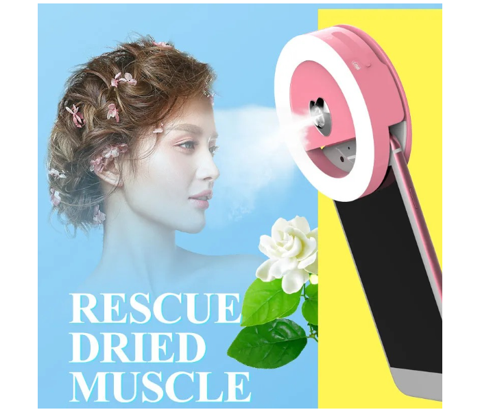 Portable LED Selfie Ring Lingt Beauty Moisturizing Flash Camera Enhancing Photography Light with Humidifier for Smartphone in UAE
