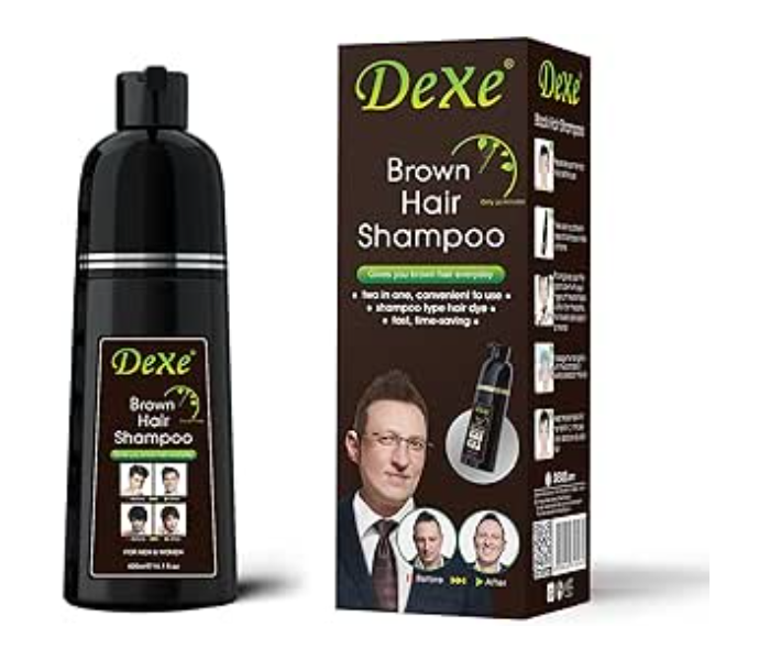 Dexe Natural Instant Hair Dye Shampoo For Men And Women 400 Ml With Fast Acting Natural Ingredients - Brown - Zoom Image 2